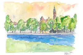 Landshut Vue sur la rivière Isar St. Martin et la tour Roeckl