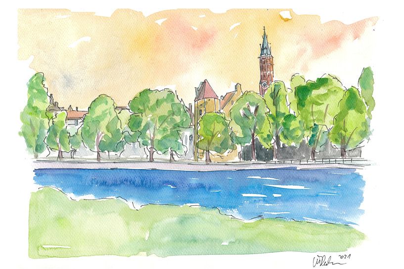 Landshut Flussblick Isar St. Martin und Roeckl Turm von Markus Bleichner