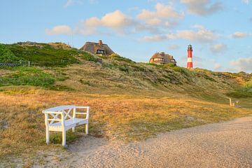 Sylt white bench in Hörnum by Michael Valjak