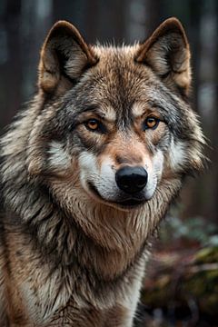 Detailed realistic portrait of a wolf by Art & Soul Creations