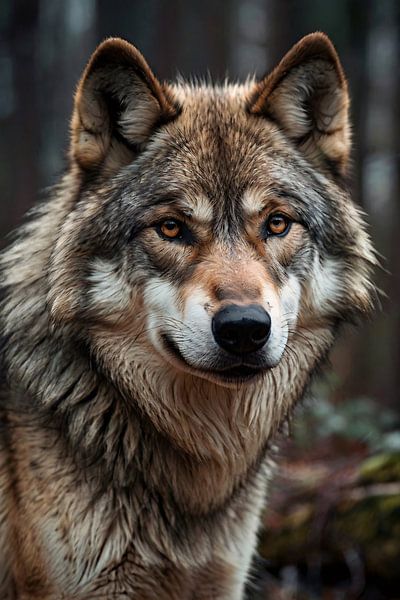 Detailed realistic portrait of a wolf by Art & Soul Creations