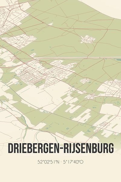 Vieille carte de Driebergen-Rijsenburg (Utrecht) par Affiches de lieux