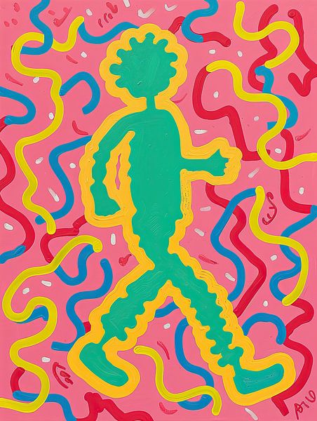 Schilderij Kleurrijk Dansfiguur | Ritme tussen de golven van ARTEO Schilderijen