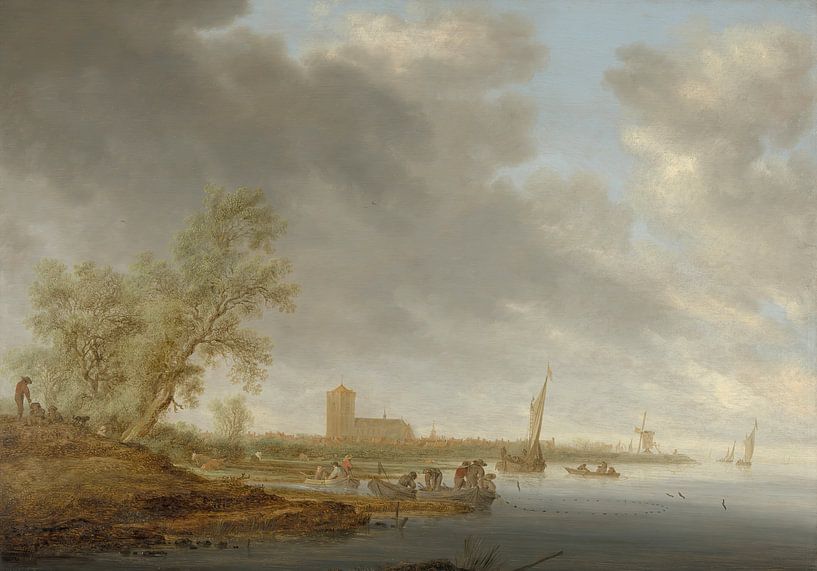 Rivierlandschap met uitzicht op Naarden, Salomon van Ruysdael van Meesterlijcke Meesters