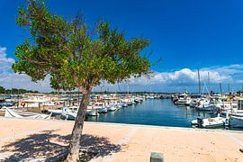 Promenade at harbour port of Cala Bona on Mallorca island, Spain
