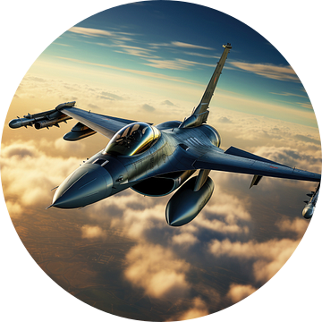 F16 straaljager met schitterend uitzicht van Digitale Schilderijen