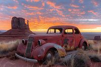 Roestige klassieke auto in Monument Valley