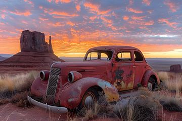 Roestige klassieke auto in Monument Valley van Skyfall