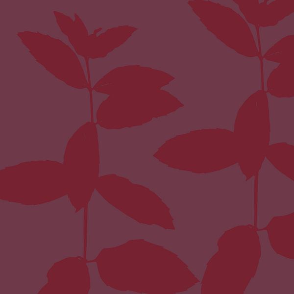 Leaves in wine red and purple. Abstract botanical art. by Dina Dankers