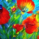 red flowers by Gelissen Artworks thumbnail