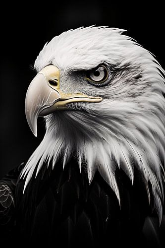 Bird portrait in black and white minimalist