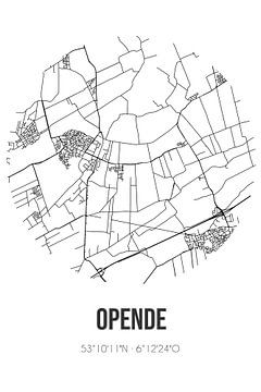 Opende (Groningen) | Landkaart | Zwart-wit van Rezona