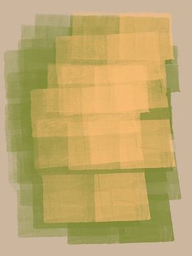 Geel, groen en beige. Abstracte vormen. van Dina Dankers