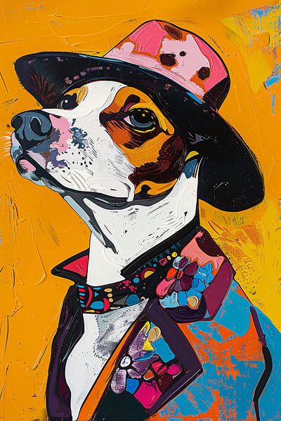 Colourful Pop Art Dog in Hat by Imperial Art House