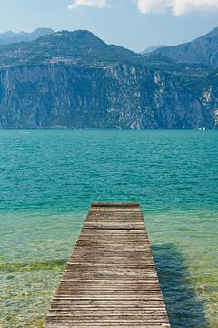 Footbridge on the shore of Lake Garda by Heiko Kueverling