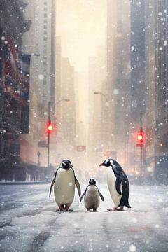 Pinguïns in Manhattan van ARTemberaubend