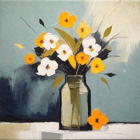 Zomerbloemen in een vaas van Jutta Maria Pusl