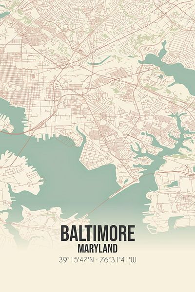 Carte ancienne de Baltimore (Maryland), Etats-Unis. par Affiches de lieux