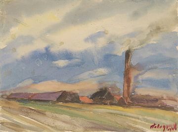 Bruin dorp (Gezicht op de velden) (1931) van Zoltán Palugyay van Peter Balan