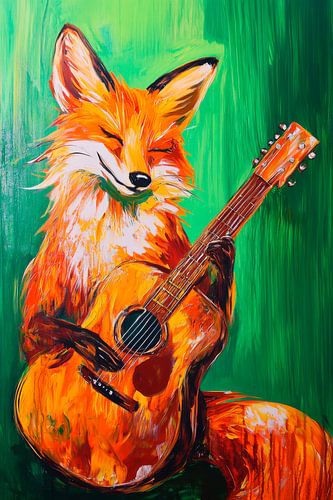Vos met gitaar kunstfoto