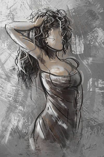 Digital artwork - woman with dress by Emiel de Lange