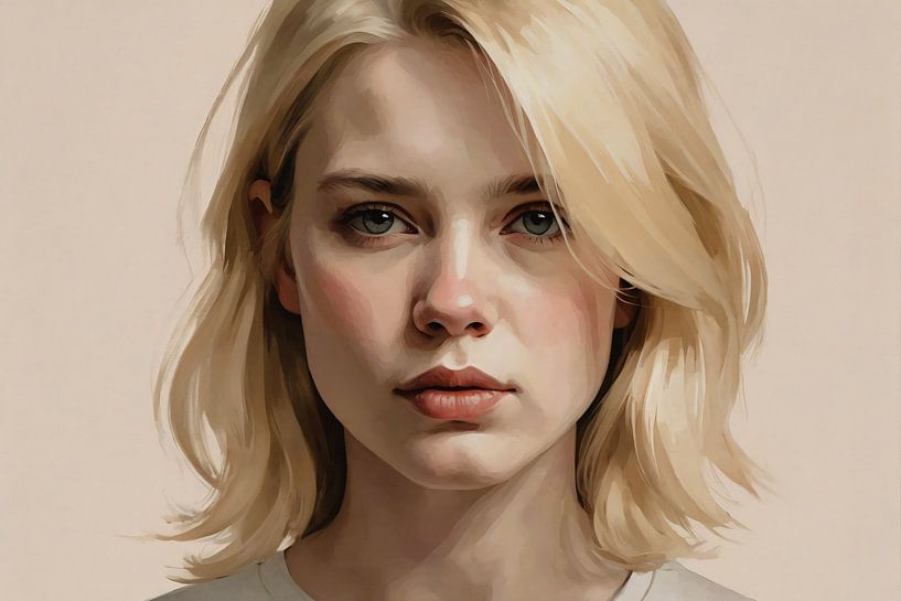 Jeune femme en réflexion - Art moderne par Art & Soul Creations