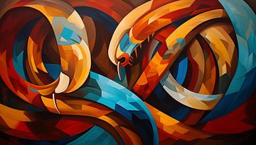 Serpents abstraits cubisme panorama sur TheXclusive Art
