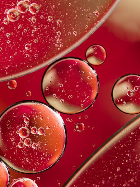 Warme kleuren: rood en champagne (bellen en bubbels) van Marjolijn van den Berg