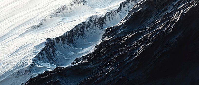 Paysage de vagues en noir et blanc par Poster Art Shop