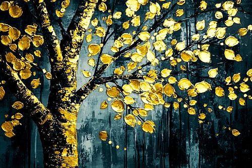 Gouden boom met elegante bladeren