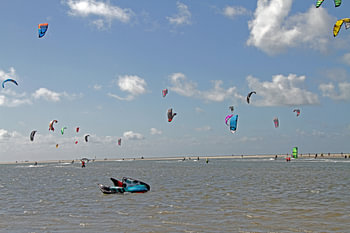 Surfers at sea