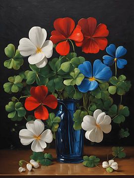 A vase of lucky clovers by Jolique Arte
