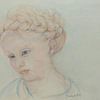 Fille aux cheveux tressés. Peint à la main avec de la craie pastel. sur Ineke de Rijk