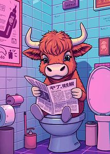 Highland Cow Toilette Neon