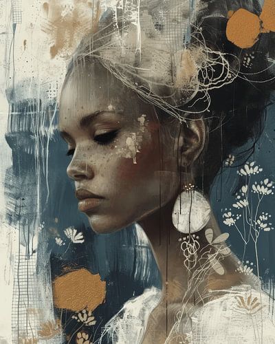 Mixed media digital art portret