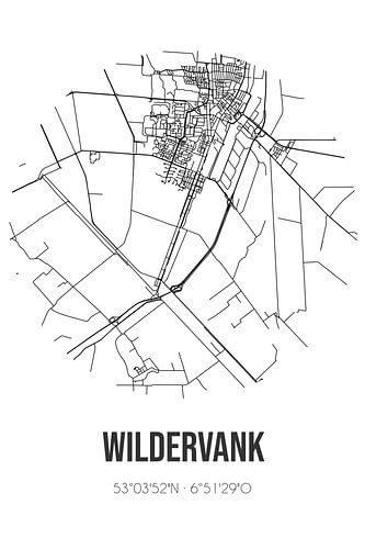 Wildervank (Groningen) | Karte | Schwarz und Weiß
