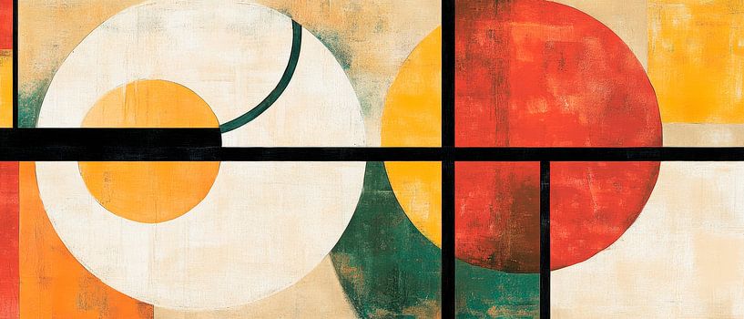 Colourful rhythm of circle and square shapes in dance G by Poster Art Shop