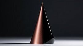 Copper and obsidian cone sculpture