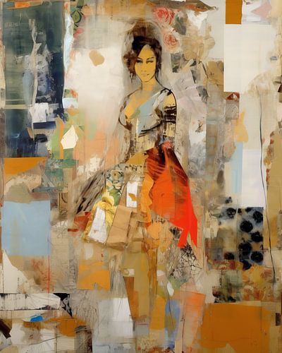 Moderne collage, portret van een jonge vrouw