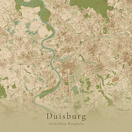Historische Landkarte von Duisburg, Deutschland