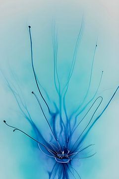 Blauw V - een druppel blauw - alcohol inkt digitaal van Lily van Riemsdijk - Art Prints met Kleur