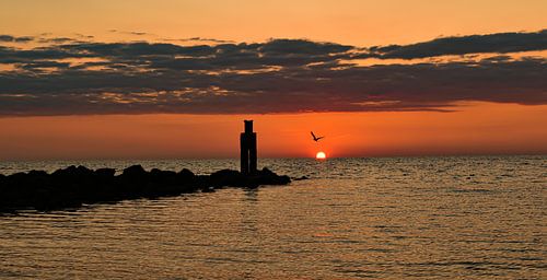 Sunset North Sea beach Ouddorp