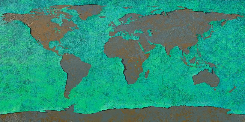 Peeling Paint World Map, Blue by Frans Blok - photos, art and other wall decoration