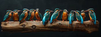 ijsvogels op een rij
