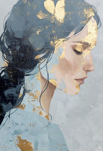 Golden Grace – Abstraktes Porträt mit goldenen Akzenten