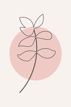 Modern boho botanisch. Bladeren in pastelkleuren. Roze, zwart wit 4 van Dina Dankers