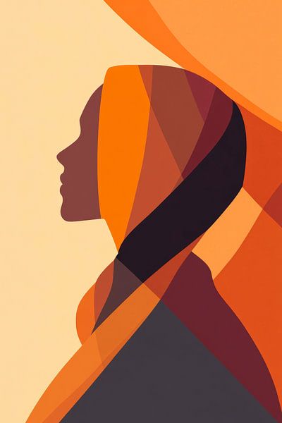 Kleurrijk profiel van een vrouw van Poster Art Shop