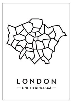 London van boven – abstract lijnenspel met karakter van Muurmap - Jouw Favorite stad of wijk aan de muur