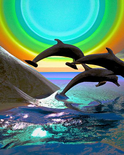 Landscape with dolphins