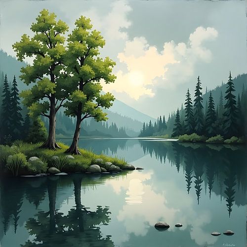 Rustige weerspiegeling aan het meer